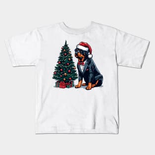 Rottweiler Dog Christmas Kids T-Shirt